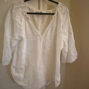 Zara White Linen Top